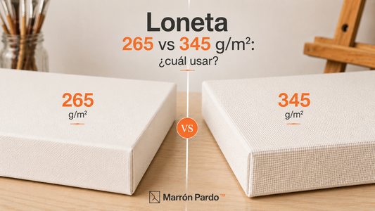 Loneta 265 vs 345 g/m²: ¿cuál usar para óleo y acrílico?